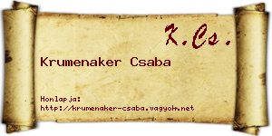 Krumenaker Csaba névjegykártya